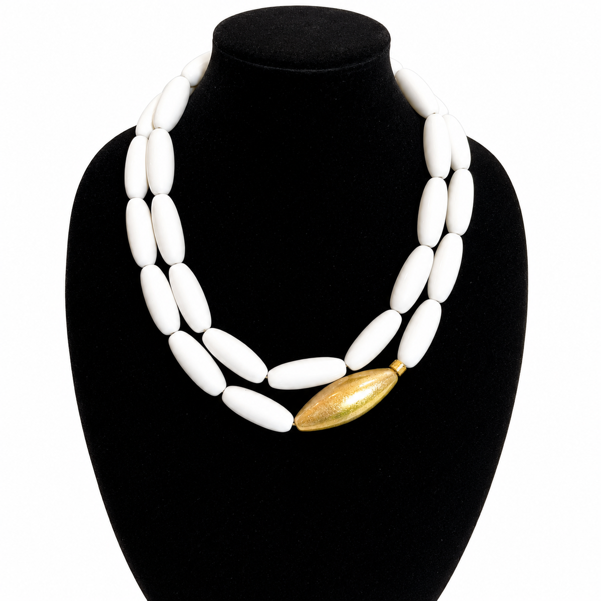 Long white necklace with accent bead caro original 0369091 image 4