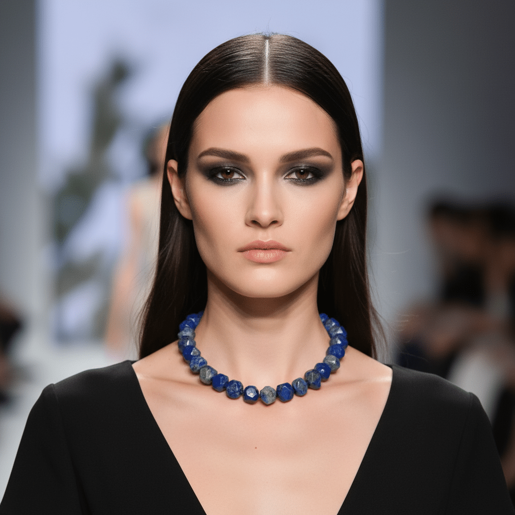 Lapis Necklace.  Channel timeless mystique and regal energy with the Lapis Lazuli Necklace—a radiant symbol of wisdom, truth, and spiritual depth. Measuring 19 inches and weighing just 6 ounces, this exquisite piece offers both comfort and statement-making style. Each irregular-shaped, semiprecious stone is hand-selected for its rich celestial blue hue and shimmering golden flecks of natural pyrite, making every necklace as unique as the person who wears it. Long revered throughout history, Lapis Lazuli once adorned the tombs of pharaohs and was ground into ultramarine pigment—the precious blue paint that illuminated Renaissance masterpieces like Michelangelo’s Sistine Chapel. Its deep, evocative color continues to symbolize inner vision, intuition, and clarity of mind. More than a necklace, this piece is an invitation to connect with your higher self. It's favored by those drawn to meditation, emotional healing, or simply the magnetic beauty of a stone that reflects both the heavens and the soul. The natural, irregular shape of each bead adds artisanal charm, enhancing its raw elegance. Whether worn as a sacred talisman or a bold fashion statement, the Lapis Lazuli Necklace is a tribute to the inner light that guides us. Add this captivating piece to your collection and wear your insight with pride.