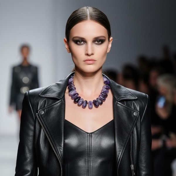 Rose de France - Graceful and mesmerizing, the Rose de France Amethyst Necklace is a luminous tribute to February's birthstone and the mystical allure of nature’s artistry. Handcrafted with care, this 19-inch necklace features irregularly shaped semi-precious Amethyst stones in the soft, romantic shades known as “Rose de France.” Each bead reveals the enchanting phenomenon of pleochroism—shifting between subtle flashes of red and blue as it moves with the light—adding dynamic depth and intrigue to its gentle purple hue. Weighing 12 ounces, this piece offers a bold, reassuring presence around the neck while maintaining a fluid drape and comfortable wear. The asymmetrical shapes of the stones lend a sculptural, organic charm, making each necklace delightfully one-of-a-kind.  More than just a stunning accessory, Amethyst is deeply rooted in spiritual symbolism. Revered for promoting clarity, inner peace, and intuition, it aligns with the third eye and crown chakras, making this necklace a thoughtful companion for meditation, mindfulness, or simply feeling grounded throughout your day. Whether worn as a birthstone keepsake or admired for its radiant elegance, the Rose de France Amethyst Necklace is both a fashion-forward statement and a meaningful emblem of tranquility. A perfect gift—or personal talisman—with beauty that reflects your inner light.