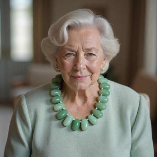 Elevate your accessory game with this stunning green necklace. It is crafted from irregularly shaped semiprecious green Aventurine stones. Each bead showcases a vibrant hue, enhanced by tiny Fuchsite crystal particles, making it a unique addition to your jewelry collection. Handcrafted with care, this polished Aventurine necklace is designed to comfortably fit the shape of your neck, offering both style and elegance. Beyond its beauty, Aventurine is known as a lucky charm, attracting opportunities and positive energy into your life. Perfect for any occasion, this necklace is a must-have for those who appreciate both fashion and meaning.