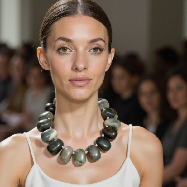 Discover the elegance of our stunning necklace featuring a beautiful combination of black and gray African Bloodstone. This unique piece enhances your style and promotes a balanced energy flow, making it perfect for those who experience static from fabrics or metals. With its naturally opaque quartz composition, this necklace is not just a fashion statement; it also helps combat Geopathic stress, providing beauty and wellness in one accessory.