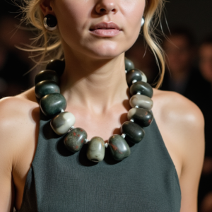 Discover the elegance of our stunning necklace featuring a beautiful combination of black and gray African Bloodstone. This unique piece enhances your style and promotes a balanced energy flow, making it perfect for those who experience static from fabrics or metals. With its naturally opaque quartz composition, this necklace is not just a fashion statement; it also helps combat Geopathic stress, providing beauty and wellness in one accessory.