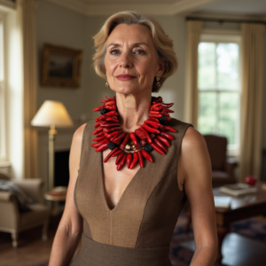 This exquisite red necklace features a striking cluster of red coral beads.  This art piece is an exotic one of a kind design, aiming to impress.