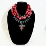 Red Coral Cross Necklace 0369117