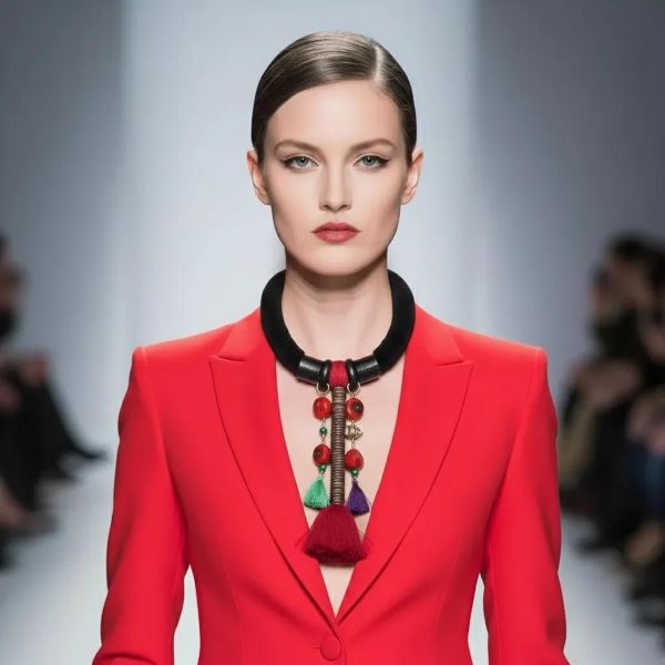 Infused with rich symbolism and distinctive charm, this exquisite necklace is more than just an accessory—it’s a wearable tribute to Aztec heritage and natural beauty. At its heart lies a gold-plated symbol of water, an emblem of good fortune and prosperity that offers both aesthetic elegance and talismanic depth. The soft suede cord, supple and comfortable, serves as the canvas for an artful Aztec arrangement of vibrant natural red Coral beads. Celebrated for symbolizing vitality and protection, the Coral evokes strength, passion, and resilience—qualities that resonate deeply in both culture and style. Elegant tassels in a palette of earthy reds, turquoise, and purples cascade from the pendant, adding movement and texture while reinforcing the piece’s artisanal roots. Each element is thoughtfully placed to create an Aztec harmonious blend of color, material, and meaning. Whether worn as a statement of personal identity or simply as a fashion-forward piece, this necklace is designed to empower and captivate. It’s perfect for those who seek adornment with a soul—something that speaks to tradition, energy, and the stories we carry. Let the Aztec necklace become part of your journey, grounding you and protecting you while elevating your style.