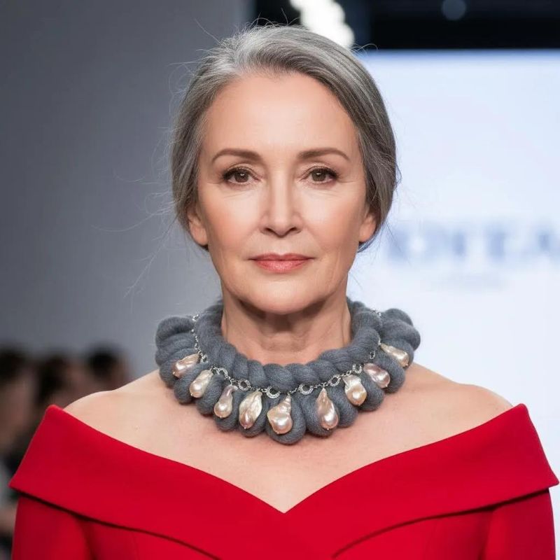 Winter Necklace Where warmth meets elegance. Crafted for the season of stillness and snow, this necklace blends cozy texture with luminous beauty. A thick band of bulky yarn wraps gently around the neck, offering both comfort and style. Suspended from a silver chain, a cascade of natural baroque pearls adds organic charm—each one uniquely shaped, with soft iridescence in tones of cream, blush, and gold. Designed to be worn like a scarf but styled as a statement piece, the Winter necklace is more than an accessory—it’s a tactile experience. The yarn provides warmth on brisk days, while the pearls evoke frost-kissed petals and frozen dew. This juxtaposition of rugged textile and delicate luster makes it ideal for layered looks, whether over a ribbed sweater or peeking from beneath a wool coat. Baroque pearls, known for their irregular forms and rich history, have long symbolized individuality and resilience—qualities that echo the spirit of Winter. With each pearl hand-selected for its character, the necklace becomes a wearable celebration of nature’s imperfections. Let Winter wrap around you—not just in temperature, but in texture, tone, and timeless grace. This piece speaks softly, like snowfall, and shines boldly, like ice under moonlight.