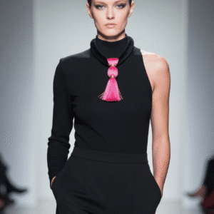 Bold, playful, and effortlessly chic—this striking pink and black necklace is the accessory your black wardrobe’s been waiting for. Measuring 17 inches (43 cm) and weighing a mere 3 ounces, it blends comfort with unforgettable style. The soft black suede cord lies smoothly against the skin, while the oversized hot pink tassel, crafted from luxe silk thread and bound in shimmering gold, steals the spotlight. Perfect for those who love wearing black but want to add a vibrant twist, the tassel’s vivid hue injects instant energy into your ensemble. Whether you're dressing up a casual tee or adding flair to an evening look, this piece is a standout companion. The tassel sways gracefully with movement, catching the light and attention alike—making it more than an accessory; it’s a statement of joyful confidence. Designed for effortless wear, its lightweight construction and punchy color palette make it ideal for both day-to-night transitions and seasonal layering. A must-have in any expressive collection, this necklace invites you to redefine black with a pop of personality. Let it hang loose, speak loud, and celebrate your style with every swing.