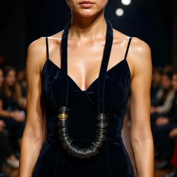 🖤 Sleek, sculptural, and full of possibility—the Knotty Long Necklace is designed for those who gravitate toward texture-rich styling and customizable elegance. Measuring 44 inches and weighing 16 ounces, this versatile piece offers a generous canvas for creative expression. Its elongated form can be worn in a single dramatic line or doubled for a fuller, collar-like silhouette. Wired beads run along the black cord in a flexible layout that responds to your mood: leave them spaced for fluid minimalism or gather them to create clustered statements. This interplay between open space and deliberate grouping lends the design a subtle, knotty sophistication—structured yet organic, playful yet poised. The necklace’s name hints at the artistry behind its creation. Each arrangement carries a knotty visual rhythm, drawing the eye to moments of tension and release, echoing the curves and coils found in nature or hand-sculpted form. It’s more than just accessory—it’s composition in motion. Ideal for the creative dresser, it transitions seamlessly from gallery nights to weekend escapes. The Knotty Long Necklace doesn’t follow rules—it rewrites them, embracing complexity, personality, and expressive layering. Style it loose. Style it close. Either way, it becomes part of your narrative.