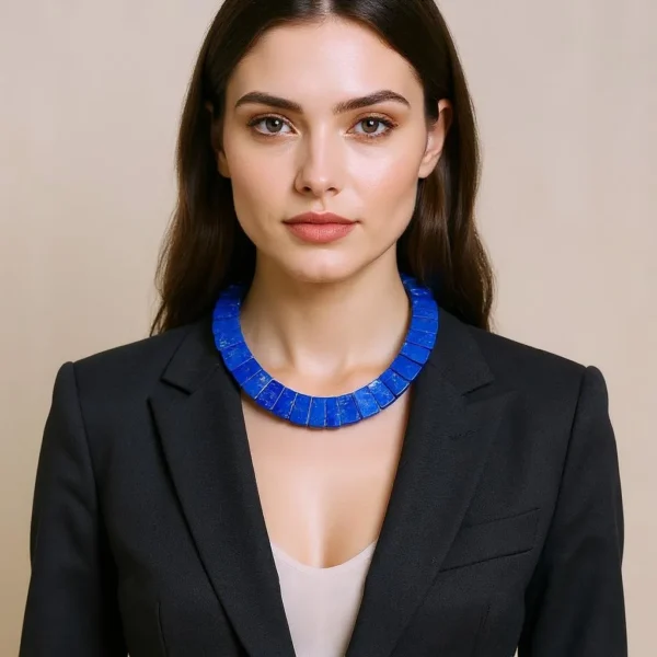 💙 Graceful, balanced, and steeped in mystique—the Lapis Lazuli Necklace is a classic expression of elegance in rich, celestial blue. Measuring 17 inches and weighing a light 3 ounces, it is thoughtfully designed to offer both comfort and timeless appeal. Each bead in this piece is precisely cut to contour the natural curve of the neck, creating a seamless flow that enhances its refined silhouette. The necklace is a visual ode to sophistication, where clean lines meet luminous depth. Polished stones radiate with subtle gold flecks, catching the light with every movement and evoking the night sky scattered with stars. Crafted using genuine Lapis Lazuli, the necklace carries more than aesthetic beauty—it bears historical reverence. Beloved by ancient artisans and modern collectors alike, this stone is seen as a symbol of wisdom and truth. With its intense blue hue, the necklace speaks volumes in soft tones, delivering quiet confidence through pure design. Ideal for those who cherish understated statement pieces, it complements both casual ensembles and formal attire. The third and final reference to Lapis Lazuli seals its significance, marking the stone’s place in artistry and adornment. Let this necklace become a signature accessory—one that honors depth, grace, and the quiet power of natural beauty.