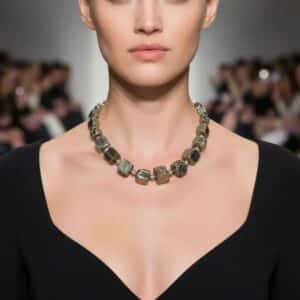 A bold expression of elemental geometry, this necklace and earring set showcases the raw elegance of natural silver Pyrite in its unpolished form. Each cube-like bead reveals the mineral’s intrinsic architecture—right-angled faces born from slow, stable crystallization, where atoms align to minimize surface energy. This phenomenon gives Pyrite its signature metallic luster and geometric precision, a marvel of nature’s quiet engineering. The necklace spans 20 inches and weighs 11 ounces, offering a substantial presence that feels both grounded and refined. Gold-toned spacer beads punctuate the silver Pyrite, adding warmth and contrast to the cool, industrial sheen. A circular toggle clasp completes the piece with vintage flair. The matching earrings echo the necklace’s design, featuring a single Pyrite bead suspended from lever-back hooks—simple, yet striking. This set is a tribute to the beauty of structure and imperfection. The unpolished surfaces catch light in unexpected ways, revealing subtle textures and tonal shifts that polished stones often conceal. Ideal for those who appreciate jewelry with depth and story, this ensemble invites conversation and admiration. Whether worn as a statement or layered with softer pieces, it celebrates the power of the unpolished—raw, radiant, and unapologetically bold.