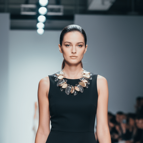 🌟 Refined yet expressive, this statement necklace commands attention with its sculptural charm and luminous palette. Measuring 20 inches and weighing 15 ounces, it offers substantial presence while maintaining a comfortable drape against the collarbone. Designed to impress, this piece strikes the perfect balance between elegance and bold artistry. The necklace showcases a single strand expertly arranged with large, clear beads and uniquely shaped accents reminiscent of gold leaf. These golden elements shimmer gently, adding depth and warmth without overwhelming the composition. Interspersed among the clear beads, each gold leaf-shaped piece offers a naturalistic flow that evokes movement and organic grace. As a neutral-toned creation, the pairing of transparent brilliance and metallic gleam makes this necklace an adaptable addition to any wardrobe. Whether styled with daytime neutrals or paired with an evening ensemble, its versatility ensures it enhances without competing. What elevates this piece beyond accessory status is the thoughtful clustering of elements. By blending clear forms with strategically placed gold leaf accents, the design achieves a sophisticated harmony—clean, artistic, and full of character. With the final touch of gold leaf completing the triad of sparkle, this necklace becomes more than jewelry—it becomes your signature piece for radiant self-expression.