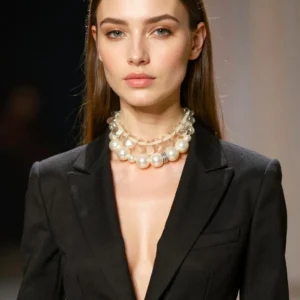 🤍 A blend of timeless elegance and contemporary flair, this exquisite necklace combo brings versatility to the forefront of jewelry design. Featuring two complementary pieces—a medium-sized simulation pearl necklace and a choker embellished with tooth-shaped clear resin beads—this layered set creates a harmonious balance of classic and bold aesthetics. The pearl necklace exudes sophistication with its gentle luster and graceful drape, while the resin-bead choker adds a modern twist, catching light and attention with its sculptural clarity. Together, they form a striking combo that adapts beautifully to both day and evening wear. Wear them as a layered showpiece for maximum impact, or individually for a more subtle, refined touch.  Each necklace includes an adjustable extension, offering lengths that adapt seamlessly to your outfit and neckline. Whether styled with a crisp blouse or a cocktail dress, this set allows you to tailor your look effortlessly. Crafted for those who appreciate jewelry as both adornment and expression, this combo set is a celebration of style and adaptability. With only three mentions of the word "combo," the description keeps the spotlight where it belongs—on the artistry and transformative power of the pieces themselves. A must-have addition for any collector seeking elegance with a hint of edge. The clear beads choker measures 15 IN/5 OZ. The pearl beads necklace measures 19 IN/6 OZ. Extension up to 5 IN. A set 19 IN/11 OZ