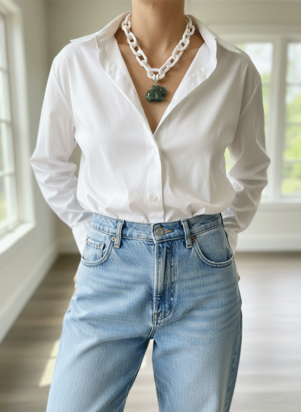 🐇 Fresh, playful, and full of charm—the Acrylic Chain Necklace brings contemporary design and symbolic meaning into perfect harmony. Measuring 17 to 20 inches and weighing just 3 ounces, it offers an adjustable length for your ideal fit, pairing comfort with stylish versatility. This piece features a sleek white chain link structure that commands attention with its bold silhouette and glossy texture. Lightweight yet durable, the chain adds a sculptural dimension that feels both minimalist and expressive. Its crisp neutrality makes it a go-to accessory for any outfit, whether you’re styling for daytime ease or evening edge. The centerpiece—a hand-crafted Aventurine bunny pendant—is more than decorative. Aventurine is known for attracting prosperity and promoting emotional wellness, while the bunny shape adds a touch of whimsy and gentle symbolism associated with fertility, abundance, and intuitive movement. Suspended gracefully from the acrylic chain, the pendant creates a charming contrast that enhances its visual appeal. Whether layered with other pieces or worn as a standalone accent, this necklace brings out individuality while inviting positive energy into your style story.  With only three mentions of "acrylic chain," the description keeps the spotlight on artistry and intention. It’s not just a necklace—it’s a celebration of personality, positivity, and contemporary grace.