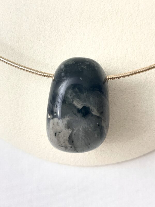 Blood Stone: This particular one is gray.  It is associated with March birth.  The stone is believed to be a good amulet that absorbs pain and protects us from emotionally traumatic times.