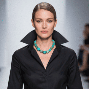 This exquisite necklace features a harmonious blend of medium-sized green Turquoise and Aventurine stones, creating a visually stunning accessory.