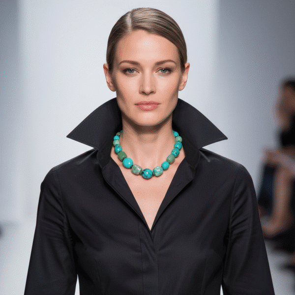 This exquisite necklace features a harmonious blend of medium-sized green Turquoise and Aventurine stones, creating a visually stunning accessory.