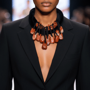 Two strands of soft velvet cord cradle a cascade of oval red jasper stones, each one rich with natural oxide patterns that evoke the warmth of desert landscapes and ancient earth.