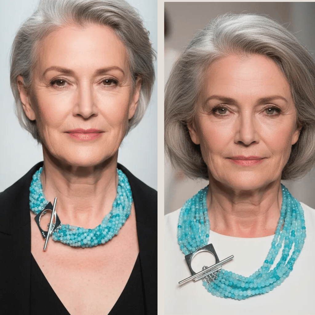 Elevate your ensemble with our Sky Cascade Necklace—a versatile statement piece inspired by the shifting hues of the open sky. This handcrafted design features multiple strands of petite glass beads in a harmonious gradient of blues, from deep ocean tones to the soft whisper of morning mist. Each bead catches the light like droplets suspended in air, creating a fluid, shimmering effect that evokes the serenity of a clear heaven at dawn. The necklace is anchored by a bold silver toggle clasp, intentionally placed to one side for a touch of asymmetrical elegance. This distinctive clasp not only secures the piece but adds a sculptural accent that complements both casual and formal looks. Wear it loose for a layered, bohemian vibe, or twist the strands for a more refined silhouette—perfect for evening wear or special occasions. Whether you're channeling the calm of a cloudless Sky or the depth of twilight blues, this necklace adapts to your mood and style. Designed for those who find beauty in nuance and movement, the necklace is more than an accessory—it’s a wearable reflection of nature’s palette and your personal expression. Let your style soar.