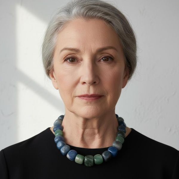 Naturale Aventurine Necklace Bold fortune, carved from the earth. This striking necklace is a celebration of Aventurine’s raw elegance and mythical charm. Composed of extra-large beads in rich shades of blue and green, each stone reveals its naturale character—swirls, flecks, and gradients formed over centuries. Unlike typical designs that rely on smaller, easier-to-drill beads, this piece defies convention. The hardiness of Aventurine makes large-scale craftsmanship a challenge, and that rarity is part of its allure. Measuring 18 inches, the necklace wears like a choker due to the generous size of the stones, but includes an extension to reach up to 22 inches for added versatility. The bold silhouette and saturated hues create a dramatic presence, ideal for those who favor statement pieces with soul. Aventurine is revered as a Lucky Talisman, believed to attract opportunity and shield against negativity. This necklace doesn’t just adorn—it empowers. Whether worn with minimalist attire or layered over textured fabrics, it commands attention while remaining grounded in its naturale origins. Let it be your daily armor or your ceremonial accent. With every bead, it whispers of resilience, beauty, and the quiet power of the naturale world.  **Please request a longer extension if you are ordering this necklace for a male.