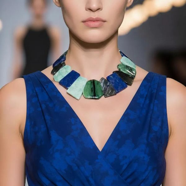 Multistone Harmony Necklace A celebration of Earth’s colors, textures, and ancient stories. This striking necklace brings together a curated ensemble of flat-cut Malachite, Lapis Lazuli, Labradorite, Nephrite, and Jadeite—each stone chosen for its natural beauty and its unique place in the world’s mineral heritage. The interplay of deep greens, oceanic blues, and iridescent grays creates a fluid, organic rhythm that feels both grounded and luminous. Measuring 15 to 20 inches with an adjustable extender and weighing 9 ounces, the piece drapes with a satisfying presence while remaining comfortable for all-day wear. Among these stones, Nephrite holds a special connection to Pounamu, the treasured greenstone of the Māori people of Aotearoa New Zealand. Historically, Pounamu was used not only for adornment but also for tools, weapons, and heirlooms passed down through generations. Its cultural significance is so profound that certain varieties of Pounamu were considered symbols of authority and guardianship. The combination of these storied stones transforms the necklace into more than an accessory—it becomes a wearable tapestry of geology, culture, and artistry. Each bead carries its own quiet power, and together they create a piece that feels timeless, expressive, and deeply connected to the natural world.